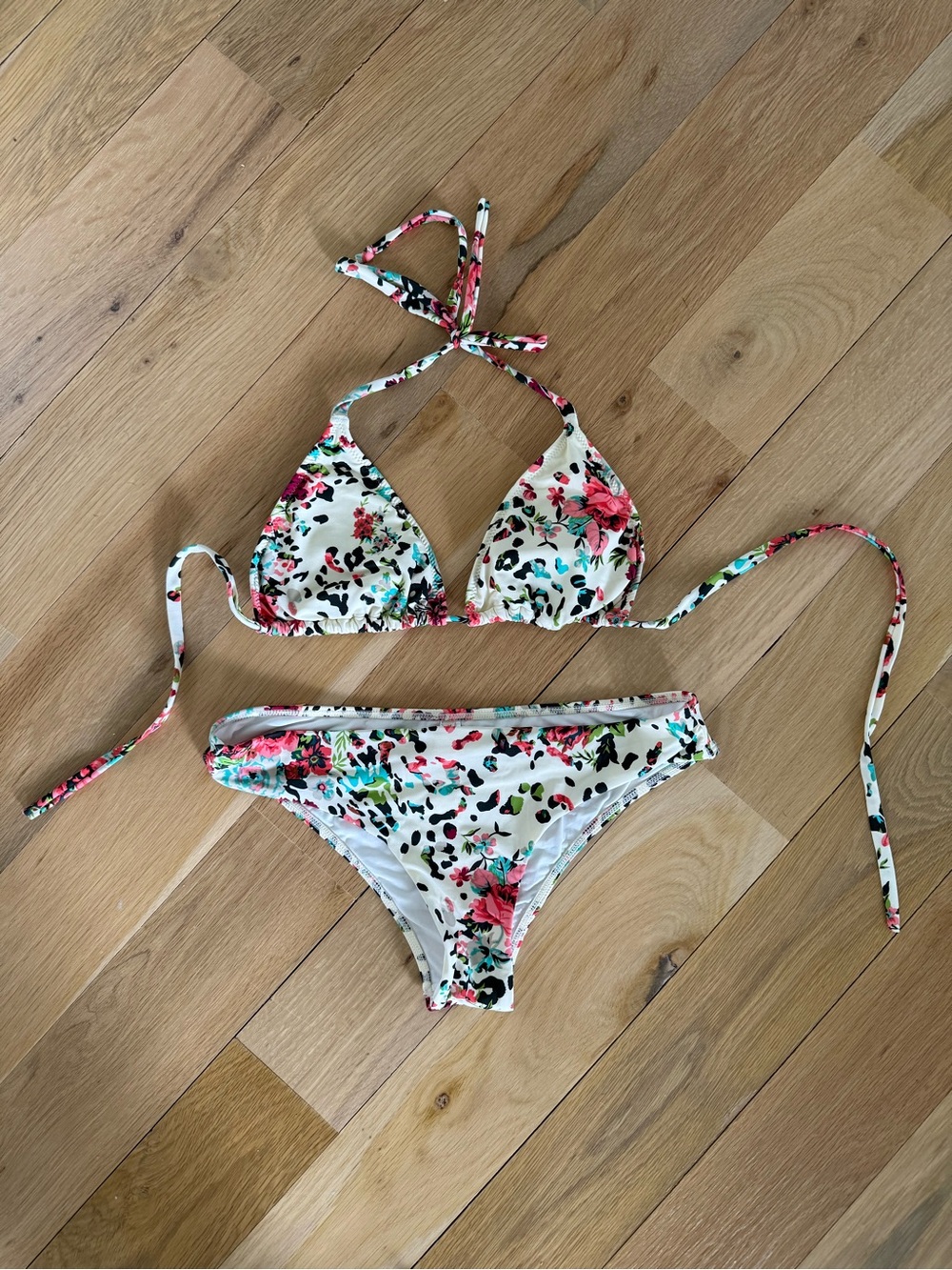 Touche Floral & Leopard Print Triangle Bikini